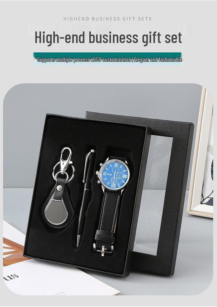 Men's Business Watch & Bracelet Gift Set - Father's Day or Client Gift in Gift Box
