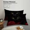3pcs Black Cat Pattern Printed Bedding Set, 1*quilt Cover+2*pillowcase, Suitable for King Bed, Single Bed for All Seasons