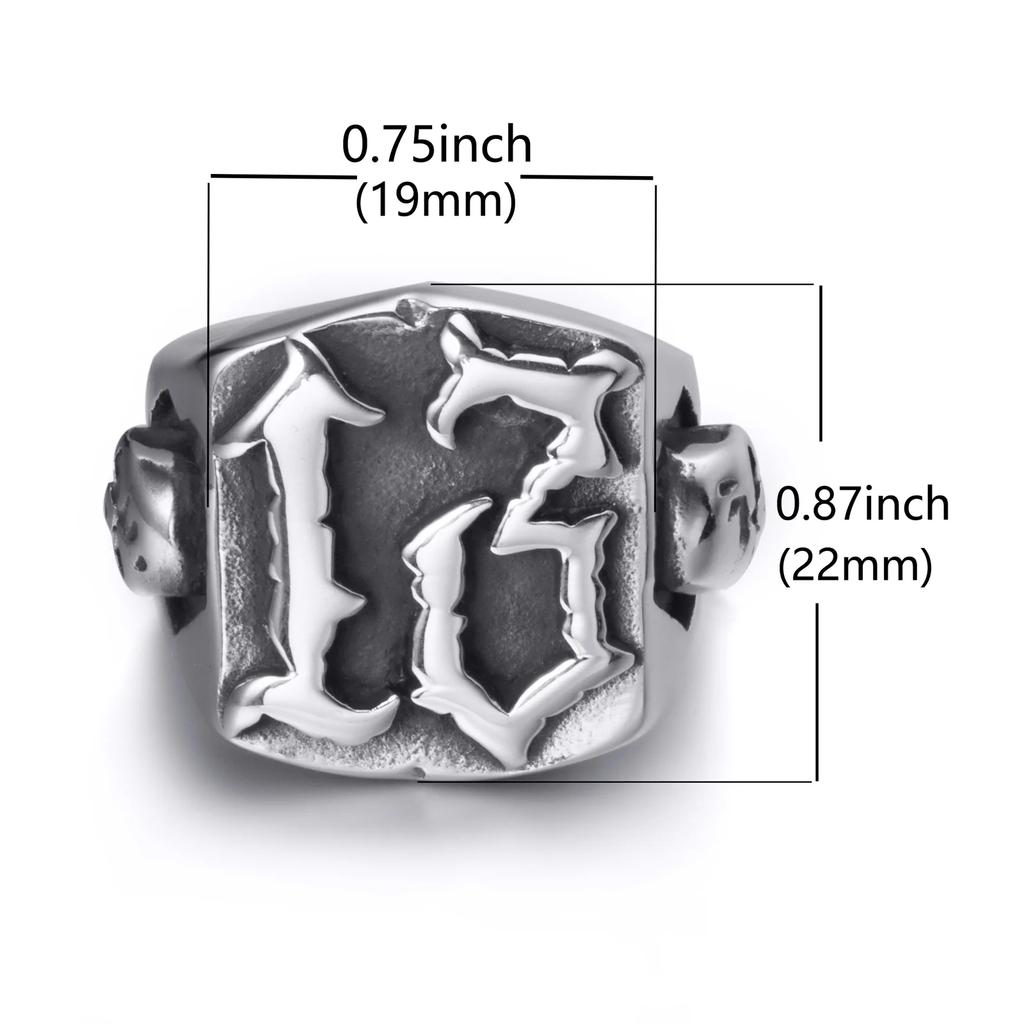 Vintage Skull Head Number 13 Men's Rings Retro Personalized Stainless Steel Jewelry For Women
