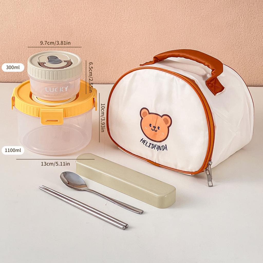 Worthbuy 1100Ml Round Clear Plastic Lunch Box With Handle Microwave Safe Portable Large Capacity Food Container For Students