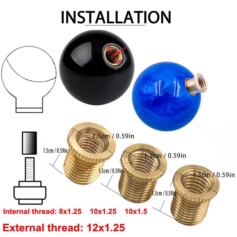 Premium Acrylic Round Ball Knob Comfort Grip Gear Shift Knob With 3 Copper Adapters For Most Cars Interior Accessories