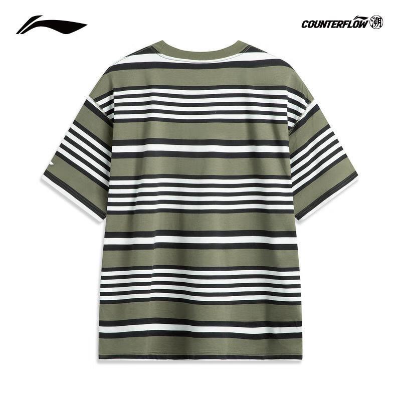 Li-Ning Men's Outdoor Quick-Dry Cooling Striped Short Sleeve T-Shirt ATSV181