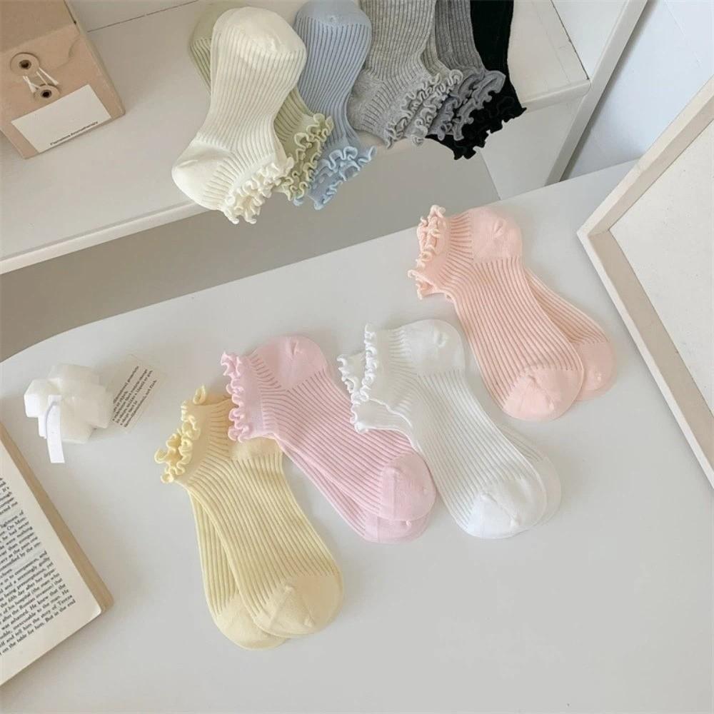 Ruffle Ankle Socks Mid-calf Mesh Tube Socks Korean Fashion Women's Socks Kids Girls