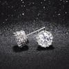 Sterling  AAA Cubic Zirconia Round Stud Earrings for Women Wedding Engagement Jewelry Fashion Female Accessories