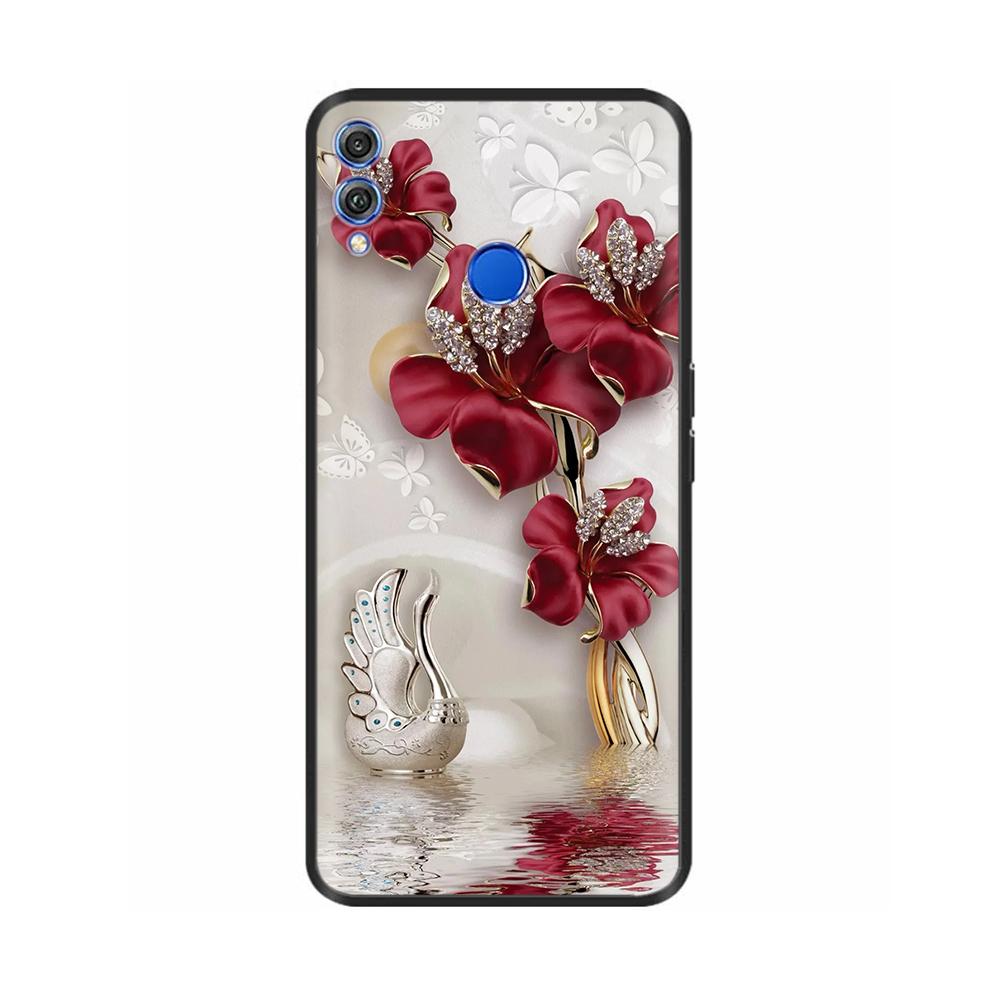 For Honor 8X Case Soft Liquid Silicone Full Coverage Phone Case For Huawei Honor 8X Cases Honor8X Cute Panda Back Cover Fundas