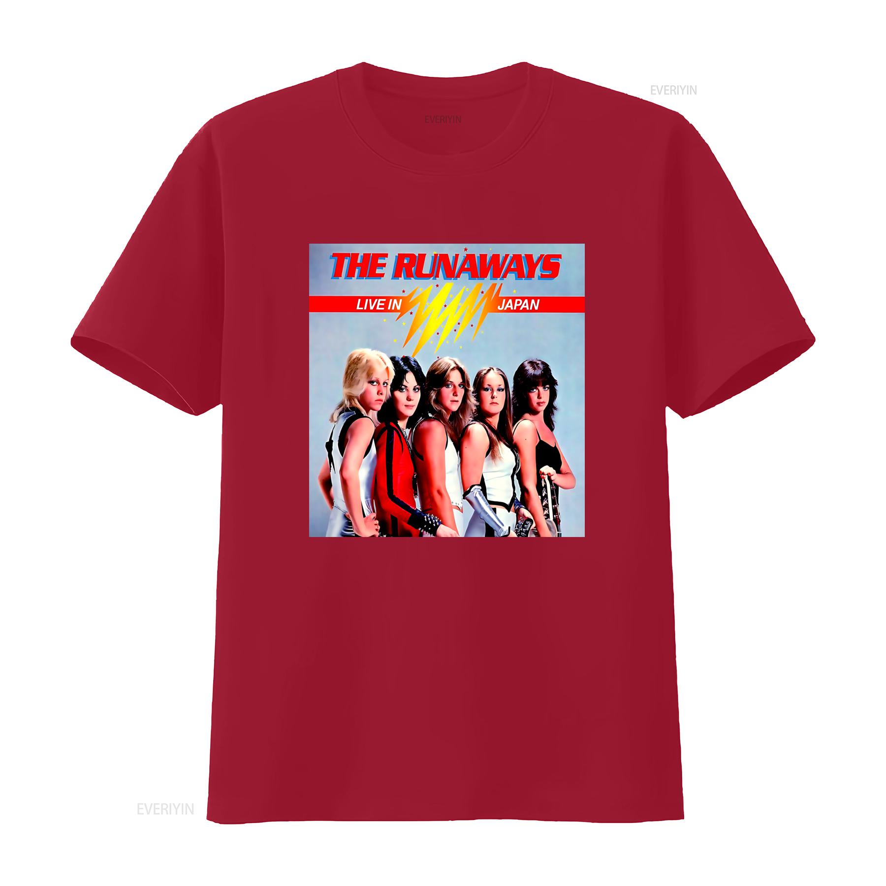 The Runaways Live In Japan All Girl Rock Band Music T Shirt vintage Washed Breathable homme streetwear designer clothes Casual S