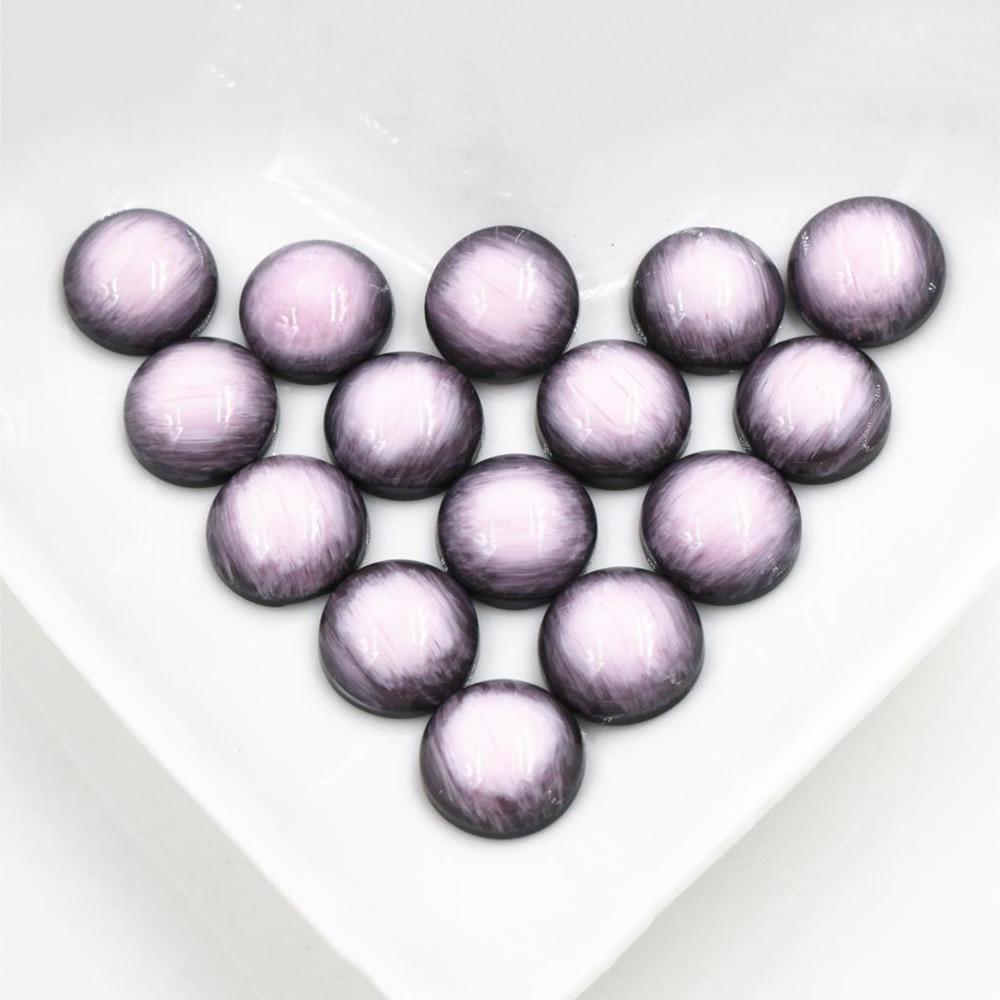 New Fashion 40pcs 12mm Mix Colors Stylish Color Brushed Style Flat back Resin Cabochons Cameo