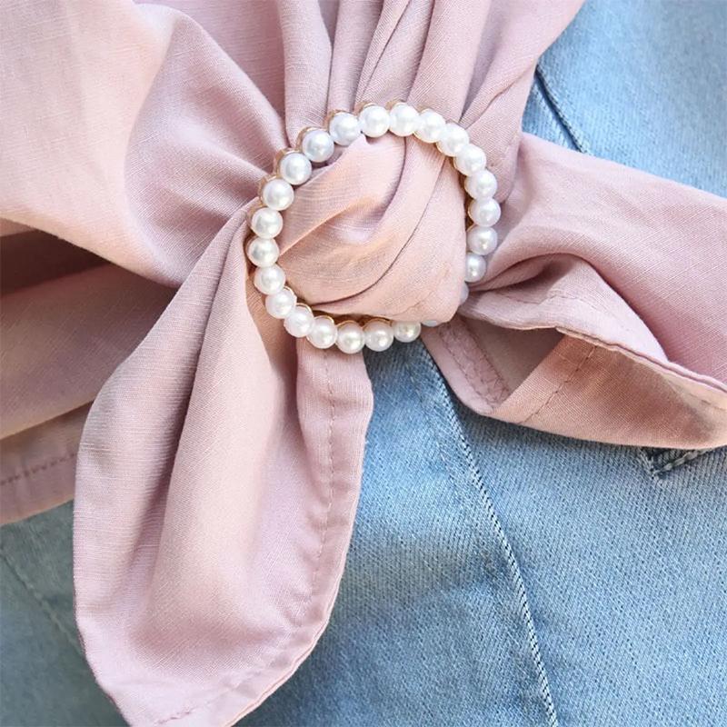 1PC Elegant Metallic Waist Buckles Exquisite Rhinestone Faux Pearls Waist Buckles Clothing Accessories Pearl Clothing Corner