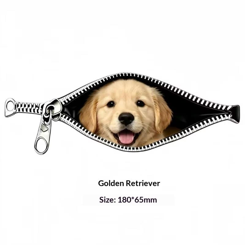 Cat Car Sticker Zipper Cat Puppet Teddy Border Collie Puppy Cute Creative Personality Pet Car Decorative Sticker 1Pc