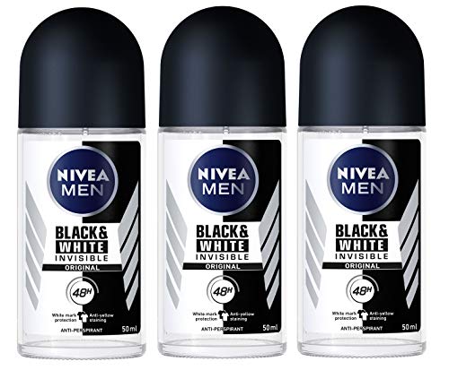 Nivea Men Invisible Black White 48 Hours Deodorant Roll On 50 Ml. 3 Pack L