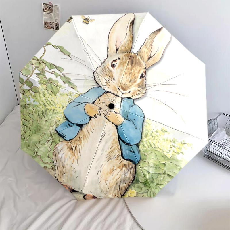 1 PC Automatic Folding Umbrella - Peter Rabbit Pattern, Portable & Foldable Design with 8 Ribs, Christmas Birthday Gifts