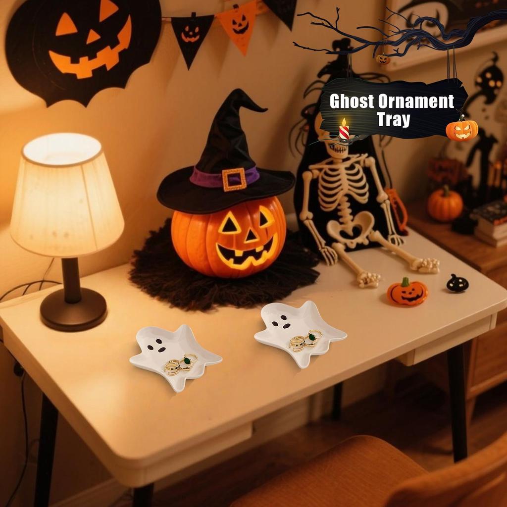Halloween Plates Cute Ceramic Halloween Jewelry Dish Seasonal Decor For Living Room Dressing Table Bedroom Dining Thanksgiving