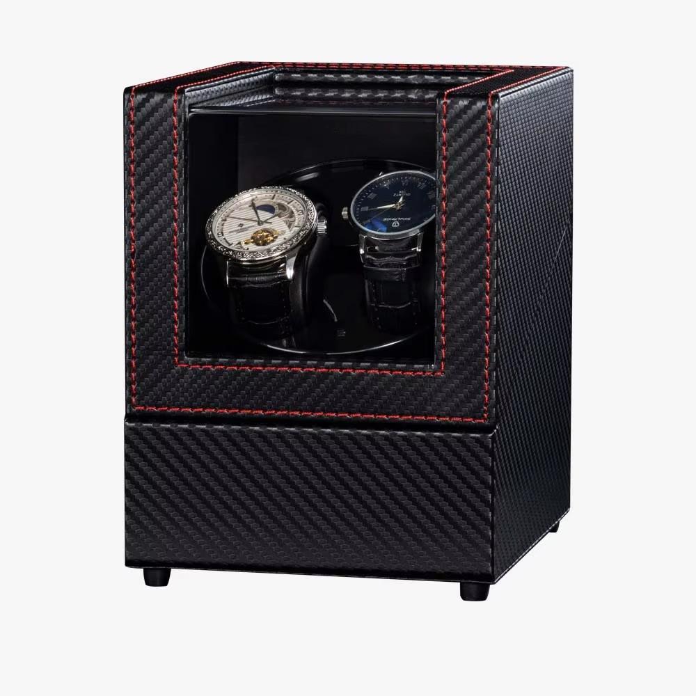 2 Slots Watch Winder for Automatic Watches Auto Watch Winder Box with Quiet Motor Leather Watch Rotator AC Adapter