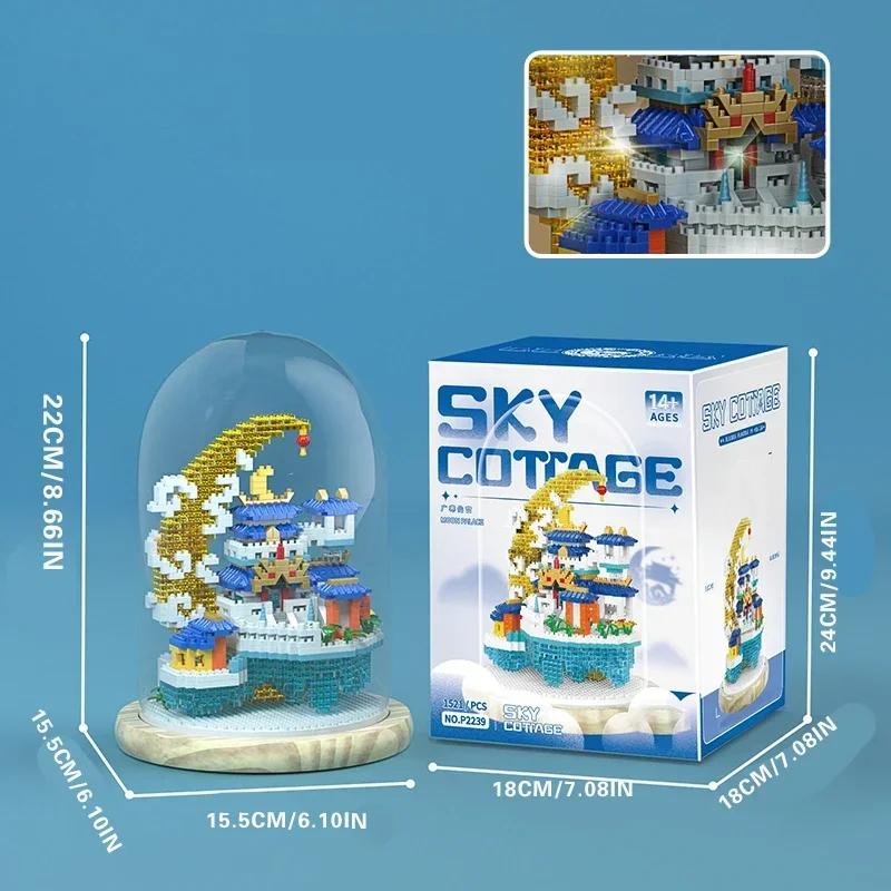 Chinese Ancient Architecture Building Blocks Series Model Sakura Bonsai Tree Peach Blossom Pool Adult Home Decorations DIY Gifts