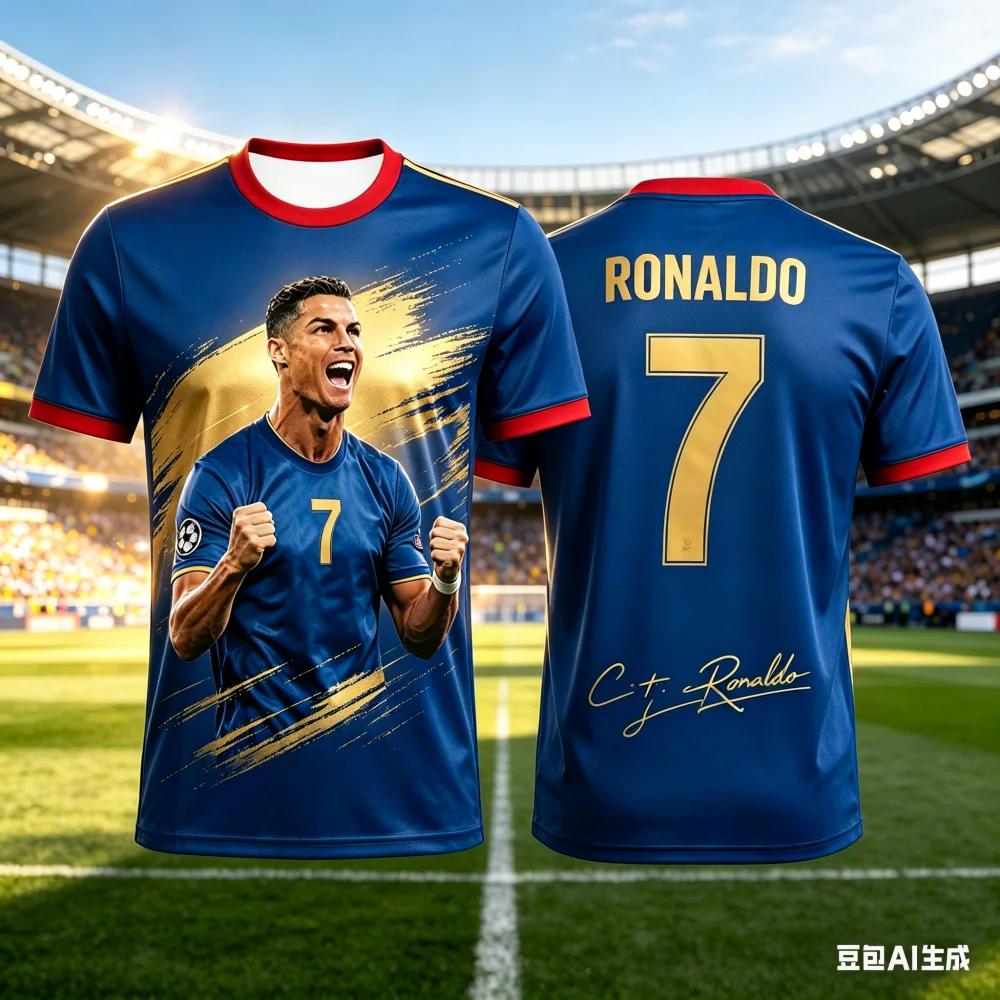 New 2026 Ronaldo Fan Edition Soccer Jersey Kids Quick Dry Breathable 3D Print Football Shirt Summer Outdoor Sports T Shirt