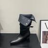 [Fanfna] Pointed High Boots Korean Version of Long Boots Women's 2025 Autumn New Brown Long Tube Thin Boots