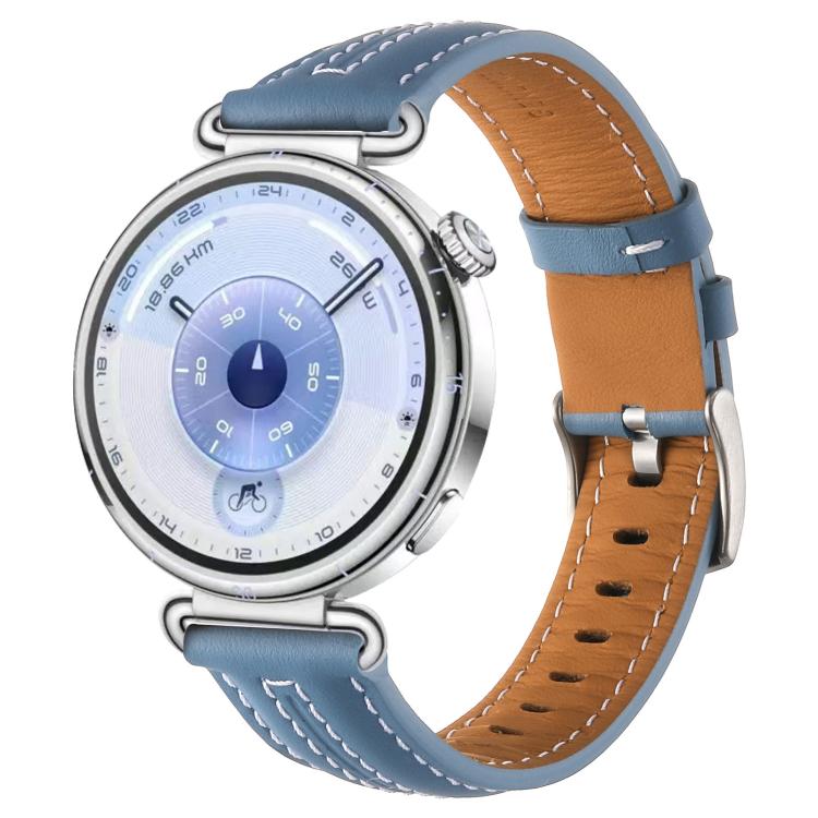 Silver Buckle Leather Watch Band for Huawei Watch GT 6 41mm, Ergonomic Comfort Adjustable Replacement Strap, Easy Install, Strap Only