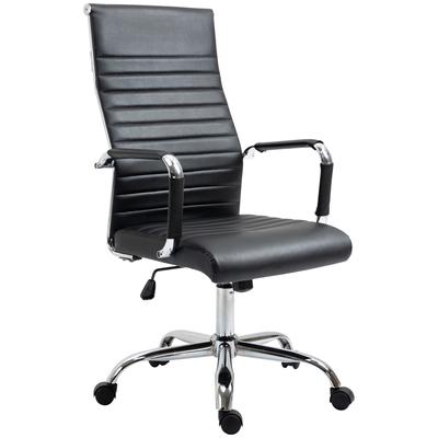 Office Chair Ergonomic Desk Chair with Armrest, Height Adjustable Swivel Chair with Rocking Function, Faux Leather, Padded Computer Chair, Black