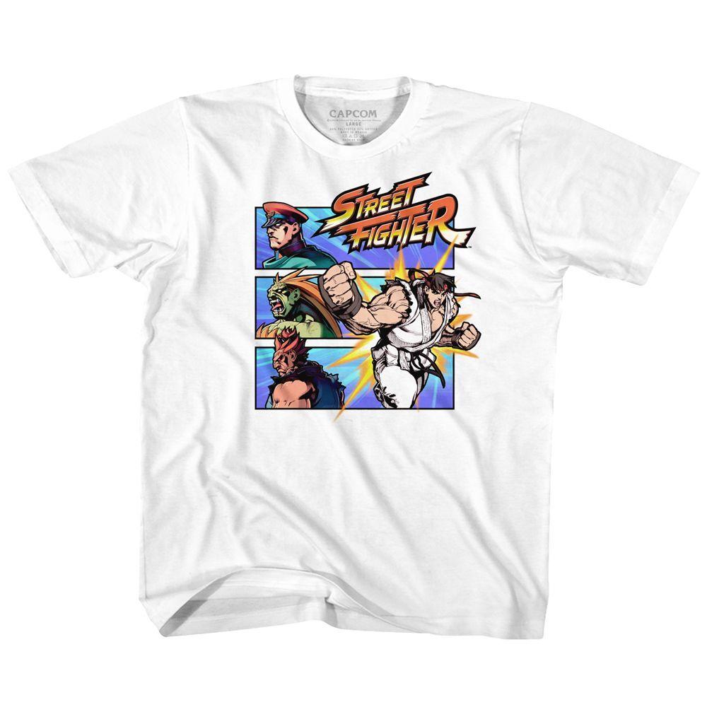 Kids Street Fighter Fight A Guy White Gaming Shirt M