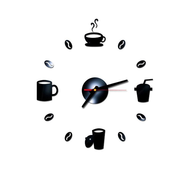 

Elegant Coffee Cup Modern 3d Wall Clock Sticker For Stylish Diy Home Bar Decor