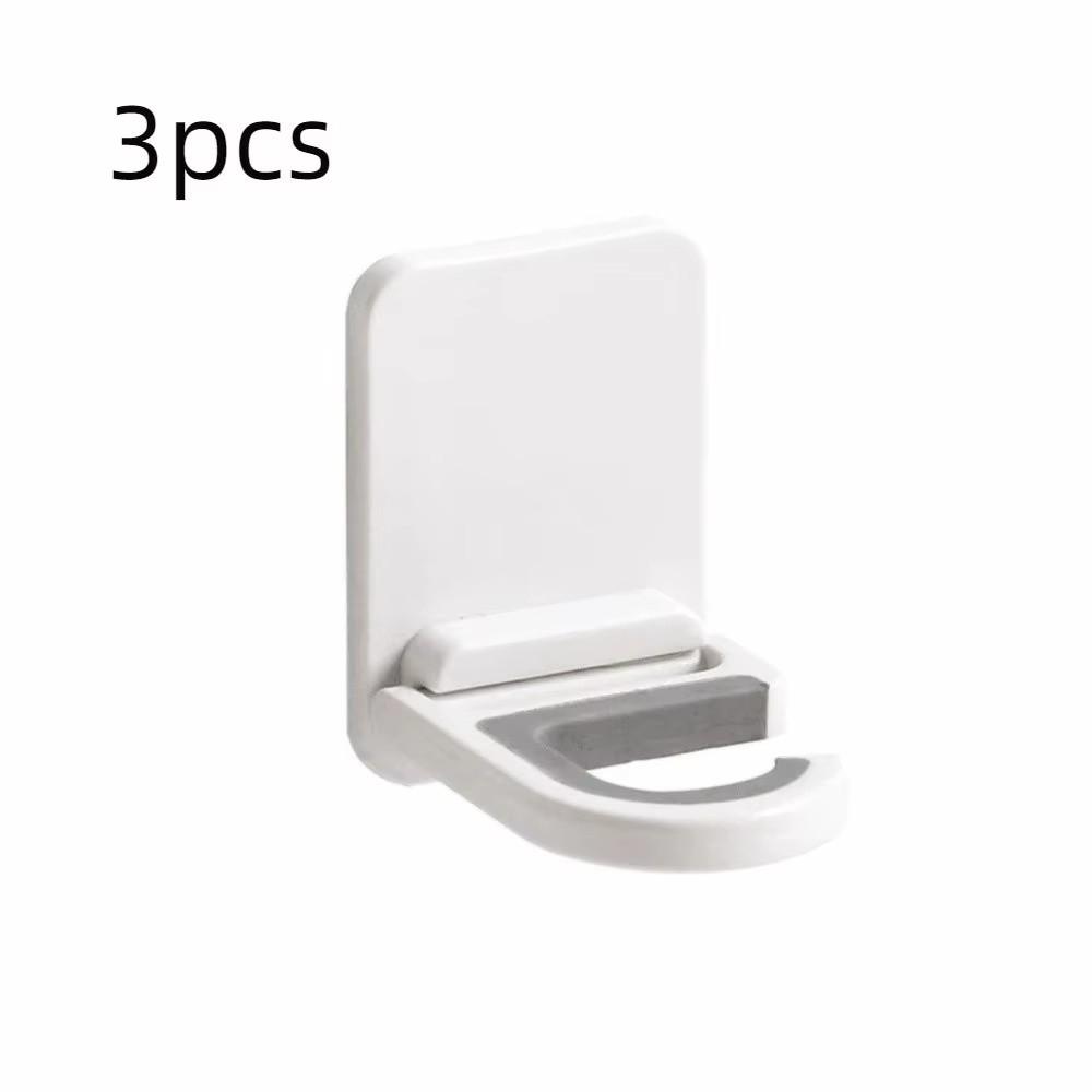 3pcs Wall Mount Mop Holder Self-Adhesive Hanger Storage Hook Utility Mop Clip  Home Organization