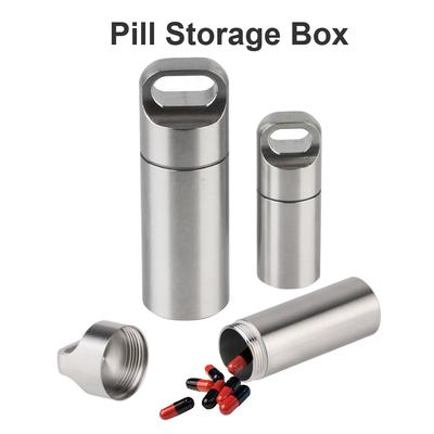 Travel Outdoor Stainless Steel Pendants Keychain Pill Case Pill Storage Box Mini Camping Firstaid Pendant Portable Medicine Boxes Waterproof