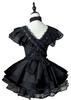 Maid Gotik Lolita Retro Schwarz-Weiß Gestreiftes Lolita Cosplay Rüschen Lolita Kurzarm Kostüm Ordentlich und Perfekt für Cafés und Freizeitparks