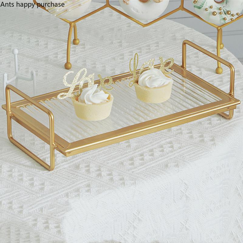 Golden Dessert Table Display Stand Metal Acrylic Cake Stand Decorative Cake Pan Dessert Plate Dim Sum Plate Snack Tray Bread Pan