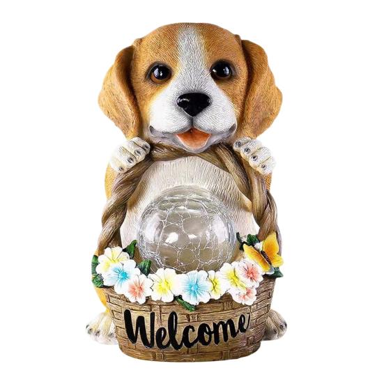 Solar Animal Statue Light Cute Puppy Cat Rabbit Solar Garden 1