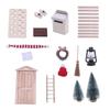 1 Set Dollhouse Elf Door Christmas Decor Wreath Mini Wood Furnitures Ornament Fairy Garden Miniature Scene Model Pretend