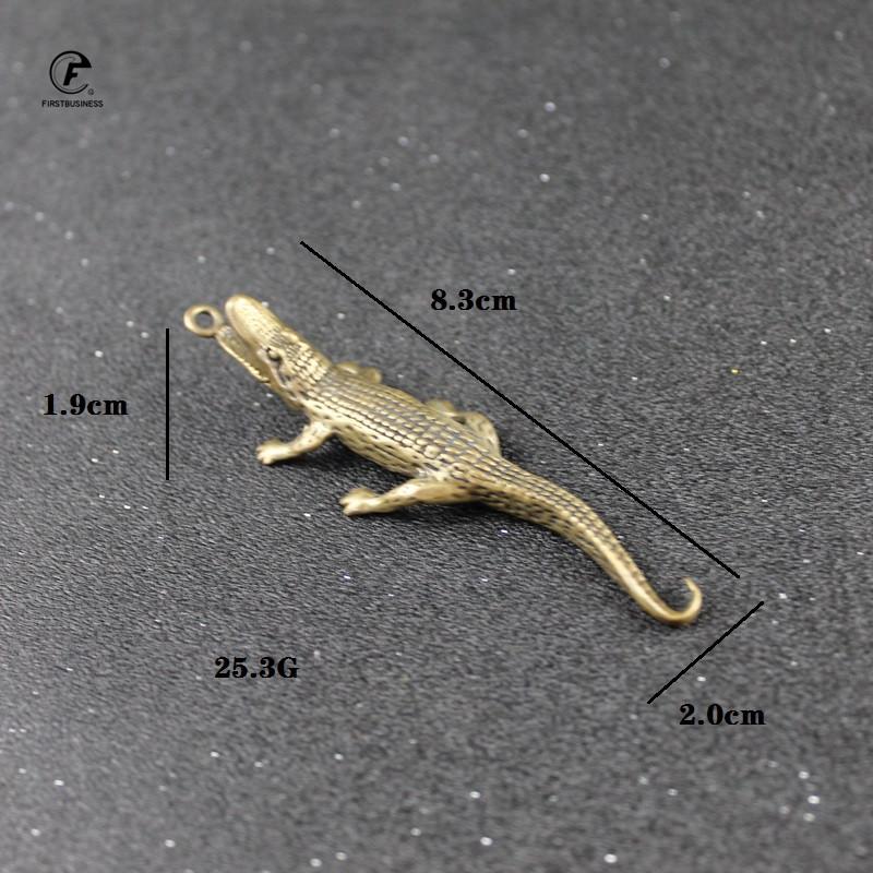 Antique Bronze Small Crocodile Statue Home Ornaments Retro Copper Animal Alligator Figure Feng Shui Business Decorations Crafts