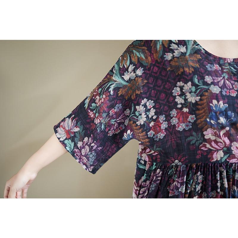 DIMANAF New 2026 Summer Beach Women Plus Size Lady Long Dress Loose Oversize Maxi Floral Print Cotton Vintage