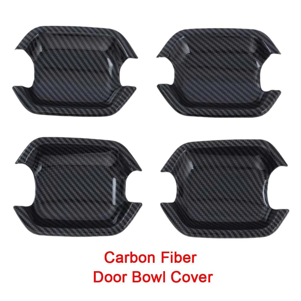 Car Decoration Door Bowl Handle Cover For Mitsubishi Pajero V60 V70 V73 V75 1999-2006 Carbon Fiber Chrome Silver Glossy Black