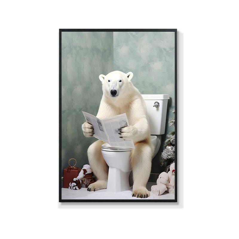 Retro Creative Animal Bathroom Canvas Painting Lion Cat Bar Toilet Bathroom Decoration Painting for Modern Living Room Asian Style Home Decor