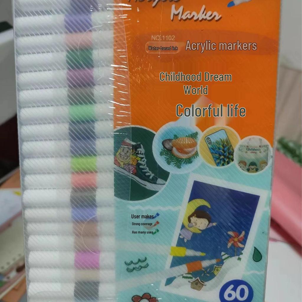 Acrylic Marker Set: 12-60 Colors for Fine Art, Journaling, DIY, and Doodling – Water-Based Brush Pens.