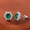 925 Sterling Silver Green CZ Stud Flower Earrings for Women Exquisite Versatile Wedding Jewelry GiftsGood product