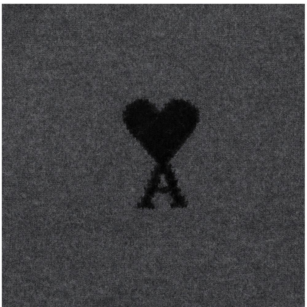 Ami Big Heart Logo Intarsia Unisex Knit Uks838 018 0504