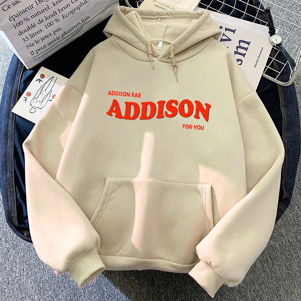 Retro Addison Rae Graphic Printing Hoodies Fleece Sweatshirts for Autumn Winter Gothic Clothes Moletom Punk Hoody