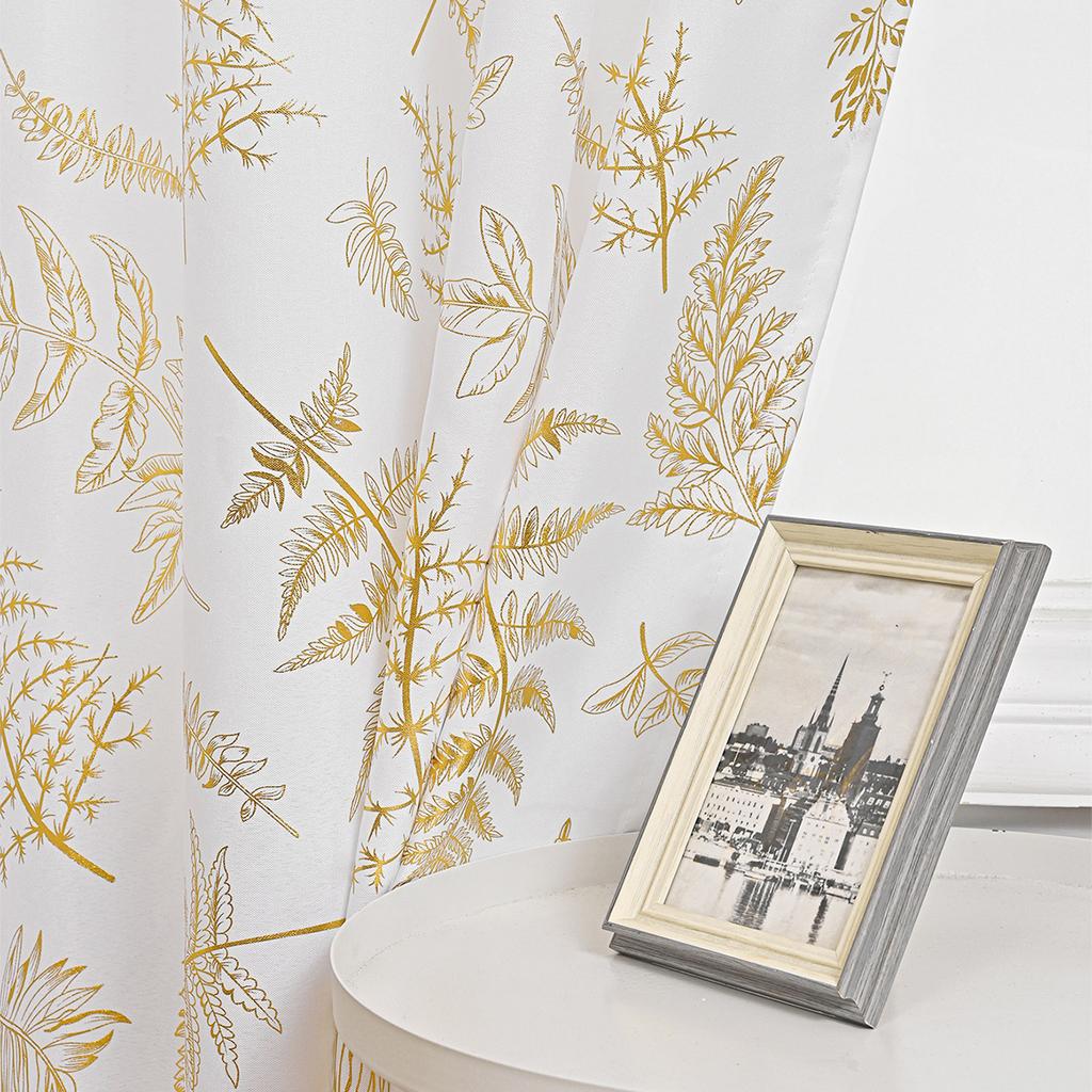 1pc White Sheer Curtains with Golden and Silvery Vine Branches, Light Filtering, Privacy, Easy To Install. Suitable for Hotels, Offices, Schools