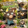 Solar Powered Highland Cattle Figurine Resin Craft Garden Decoration Outdoor Yard Ornament with Night Light for Spring Summer