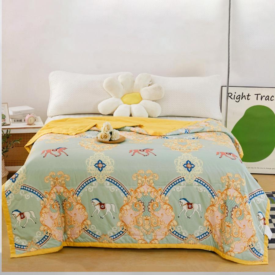 Daisy Printed Quilted Summer Quilt Single Quilt Cool Feeling Summer Quilt Queen Smooth Ice Silk Cooling Blanket Summer Comforter