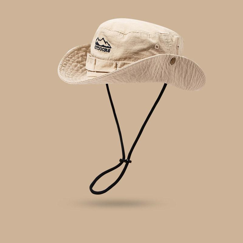 Summer Outdoor Mountaineering Hat For Men Women Sun Protection Bucket Cap Soild Color Drawstring Fisherman Caps Large Brim Visor