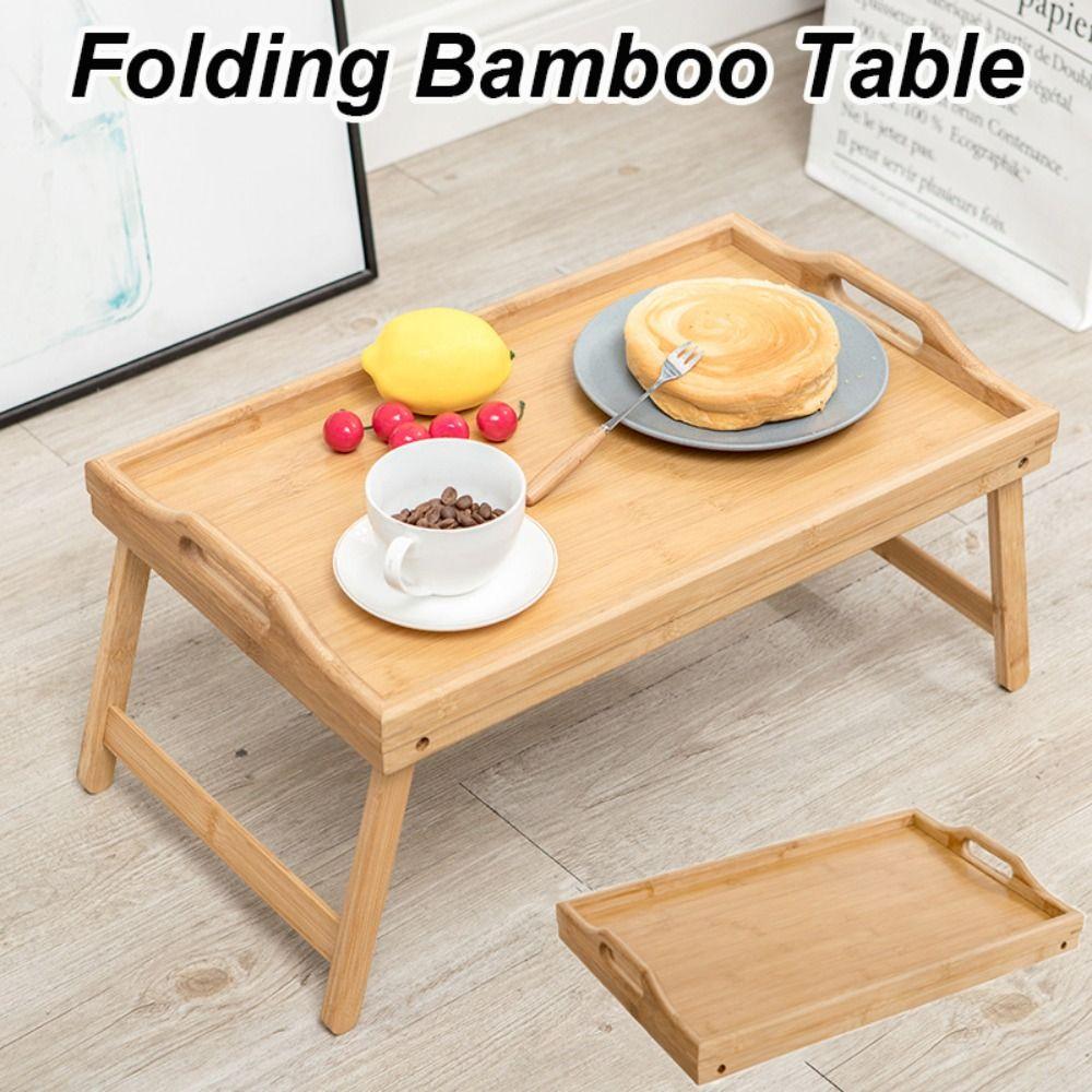 Folding Table Bamboo Bed Desk New Breakfast Dessert Tray Bedroom