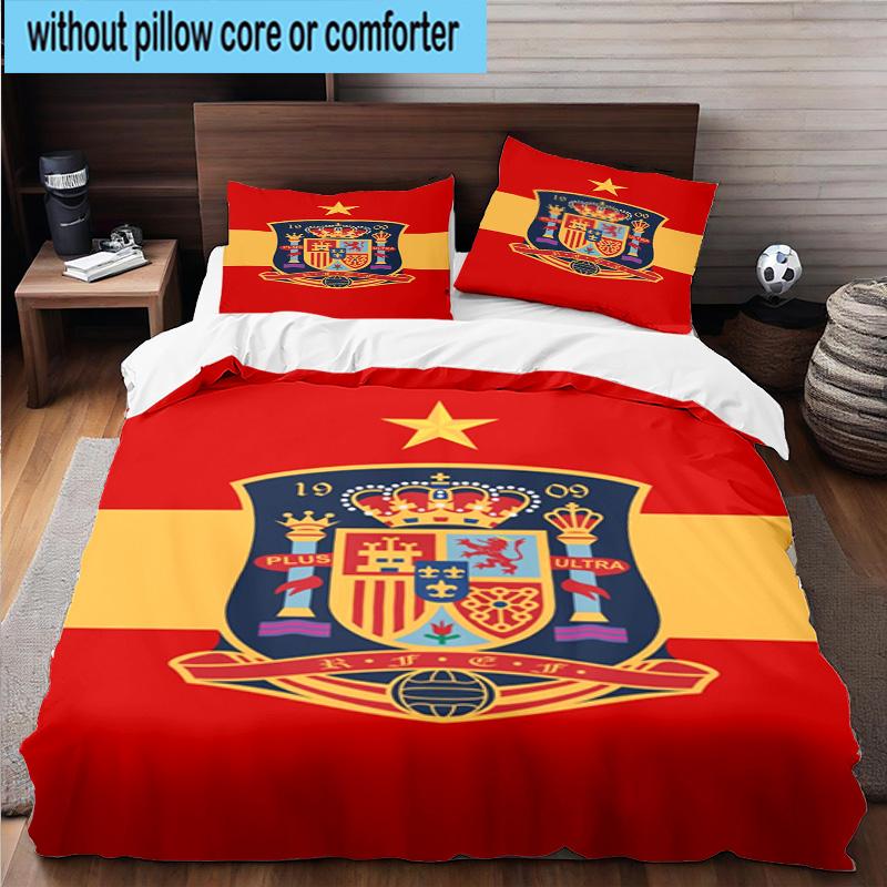 3pcs Spanish National Emblem Printed Bedding Set Duvet Cover Closure Includes 1 Duvet Cover & 2 Pillowcases Bedding Sets Home Decor Gifts