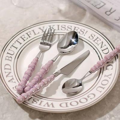 Leichter Luxus Pearl Byen Bestecklöffel Hoher Erscheinungsgrad Keramikgriff Besteck Steakbesteck Dessertkuchengabel 1 Stück