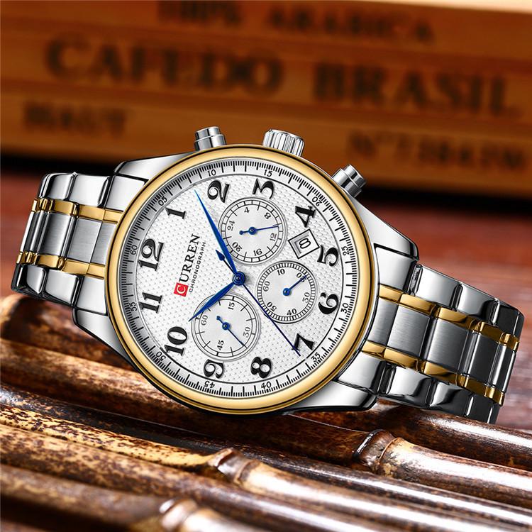 CURREN 8466 Men's Multifunctional Steel Chronograph Quartz Watch