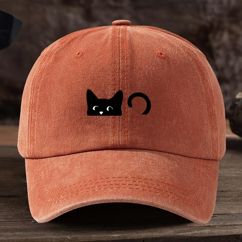 Unisex Black Cat Print Baseball Cap, Fashionable Duckbill Cap, Daily Casual Outdoor Sports