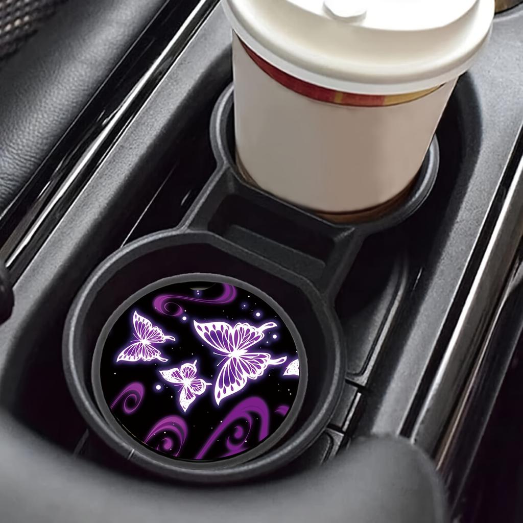 2 Peças Almofada Absorvente para Copo de Carro, Base Antiderrapante para Copo de Carro, Almofada de Isolamento Térmico, Borboleta