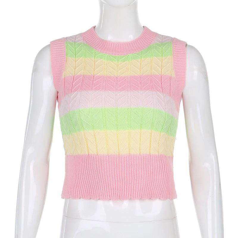 New Women's Color Striped Vest Knitted Sweater In  and Winter
