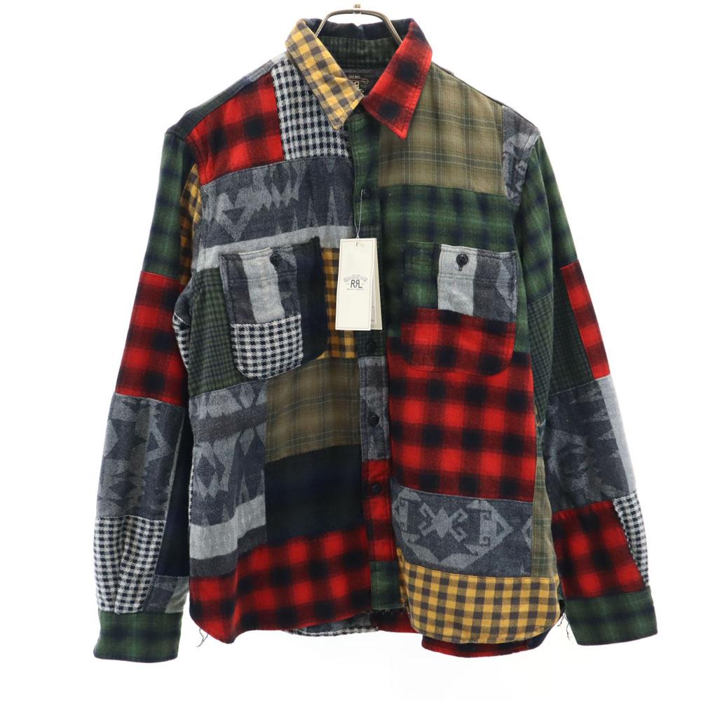 unused RRL Check Pattern Long sleeve patchwork Flannel shirt Women Used